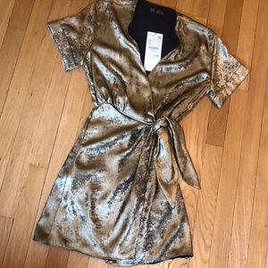 Zara NWT Gold Wrap Dress